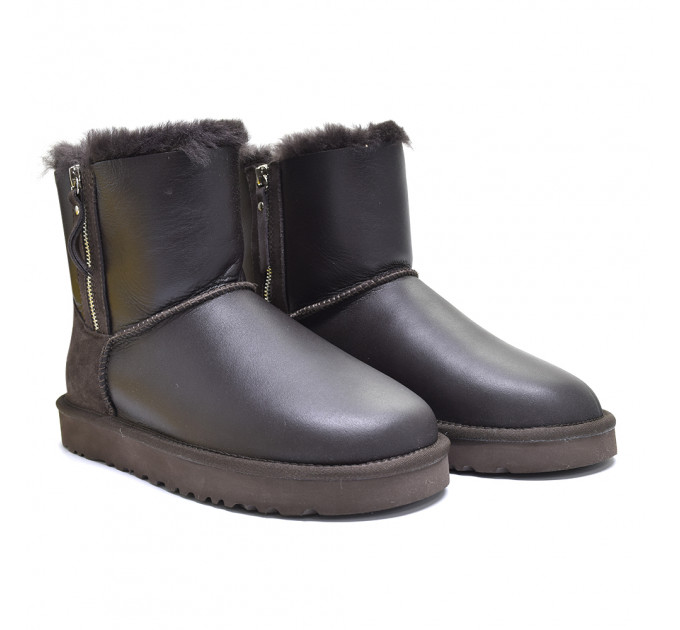 MEN'S CLASSIC MINI DOUBLE ZIP METALLIC CHOCOLATE