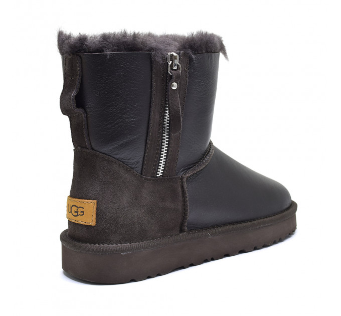 MEN'S CLASSIC MINI DOUBLE ZIP METALLIC CHOCOLATE