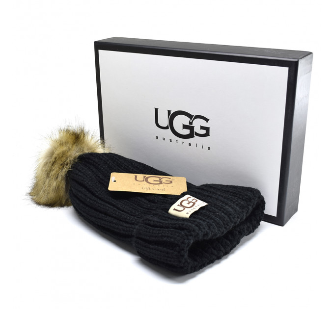 UGG KNIT POM II HAT BLACK