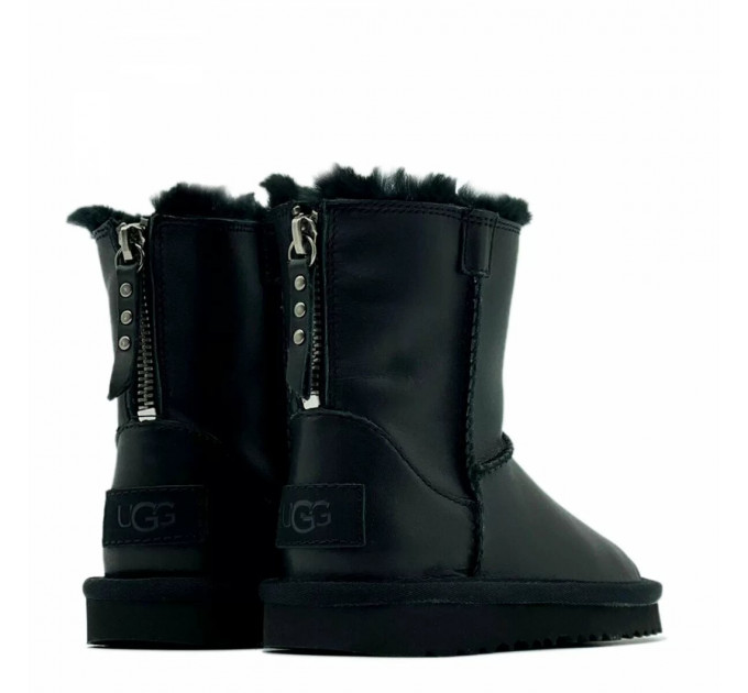 KID'S CLASSIC SHORT ZIP LEATHER BLACK