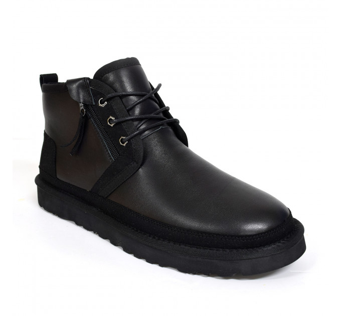 MEN`S NEUMEL ZIP LEATHER BLACK
